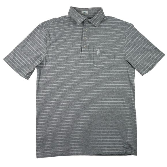 Johnnie-O Neese Mens Small Gray Striped Short Sleeve Polo Shirt - Picture 1 of 9